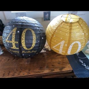 40th Happy Birthday Lantern 3gold and 3 black